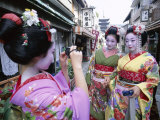 Apprentice Geisha (Maiko), Women Dressed in Traditional Costume, Kimono, Kyoto, Honshu, Japan