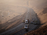Traffic on Route 16 Above the City, Iquigue, Tarapaca, Chile