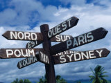 Sign Showing Directions to Other Cities in World, Koumac, New Caledonia