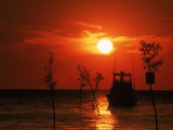 Buy Fishing Boat, Sunset, Rock Harbor, Cape Cod, MA at AllPosters.com