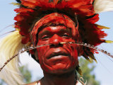 A Tribesman in Full Bird-Of-Paradise Regalia Glowers During a Festival