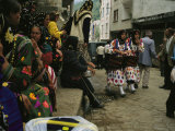 Cepni Women in Traditional Garb Gather on a Turkish Street