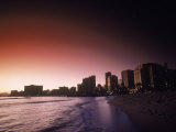 Buy Beach and City Skyline at Sunset, HI at AllPosters.com