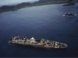 An Aerial View of a Derelict Ship in the Caribbean