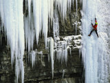 A Woman Ice Climbing in British Columbia
