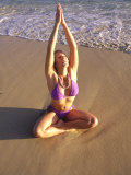 Buy Woman Meditating on Beach at AllPosters.com