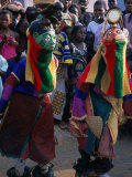 Masked Dancers in Crowd, Porto Novo, Oueme, Benin