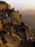 Crowd Watching Sunrise from Summit of Mt. Sinai, Mt. Sinai, Egypt