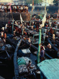 Boats and People in Sassoon Dock, Mumbai, Maharashtra, India