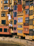 Houses and Apartments of Town Above Banks of Riu Onyar., Girona, Catalonia, Spain