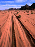 Desert Tracks Carved by Safari Jeeps, Wadi Rum National Reserve, Aqaba, Jordan