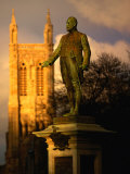 Statue of Charles Cameron Kingston and Church Tower on King William Street Adelaide, Australia
