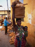 Mother Carrying Baby and Basket, Mombasa, Kenya