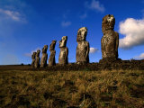 Buy The Seven Moais of Ahu Akivi, Easter Island, Valparaiso, Chile at AllPosters.com