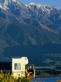 Buy Woman Reading Map in Campervan with Mountain Behind, Kaikoura, New Zealand at AllPosters.com