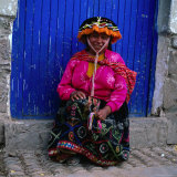 Buy Portrait of Local Woman in Colourful Clothes, Pisac, Peru at AllPosters.com