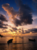 Small Fishing Boats in Water at Sunset, Charlotteville, Trinidad & Tobago