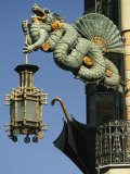 Carved Chinese Dragon with Fan and Lantern