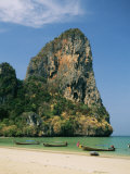 Buy Boats and Rock Formation at Railey Beach on the Andaman Sea Coast at AllPosters.com