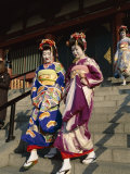 Apprentice Geisha (Maiko), Women Dressed in Traditional Costume, Kimono, Kyoto, Honshu, Japan