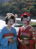 Apprentice Geisha (Maiko), Women Dressed in Traditional Costume, Kimono, Kyoto, Honshu, Japan