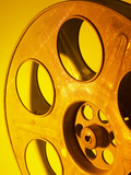 Movie Film and Reels in Yellow Light