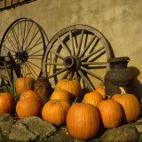 Buy Pumpkins, Wagon Wheels and Milk Can, Todd, NC at AllPosters.com
