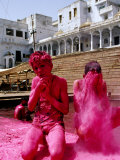 Buy Boys Purify Themselves with Pink Powder During Holi Festival, Pushkar, India at AllPosters.com