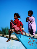 Young Girls on Dhow Fishing Boat Near Qalansia Village, Yemen