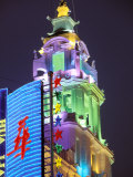 Lit Building and Neon Sign Along Nanjing Dong Lu Pedestrian Street, Shanghai, China