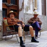 Buy Elderly Couple Relaxing Outside Their House, Palma De Mallorca, Spain at AllPosters.com