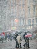 Winter Snowstorm, Place Grenette, Grenoble, Isere, French Alps, France