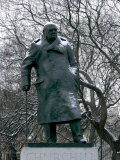 Buy Snow is Seen on a Statue of the Late British Prime Minister Sir Winston Churchill at AllPosters.com