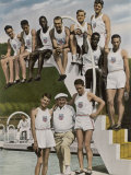American Contestants Pose and Smile at the Side of the Swimming Pool