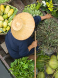 Buy Woman with Straw Hat in Boat, Floating Market, Bangkok, Thailand at AllPosters.com
