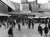 Busy Scene in the Shopping Area of the Bull Ring Complex Birmingham England