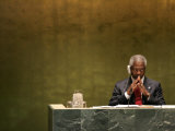 United Nations Secretary General Kofi Annan Listens to Statements Made by Members