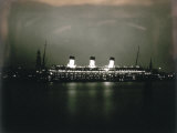 Nocturnal View of the German Transatlantic Liner 'Cap Arcona' Spectacularly Lighted