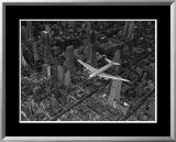 Aerial View of a DC-4 Passenger Plane Flying over Midtown Manhattan
