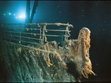Buy Bow Railing of R.M.S. "Titanic" Illuminated by Mir 1 Submersible Behind the for Ward Anchor Crane at AllPosters.com