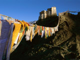 Buy A Line of Multi-Colored Prayer Flags Sway in the Gentle Breeze in Ladakh at AllPosters.com