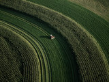 Buy Aerial View of a Tractor on Curved Fields at AllPosters.com