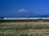 View of One of Japans Bullet Trains Speeding Through the Countryside