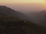 A View of Dana, Jordan and the Surrounding Landscape at Twilight