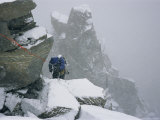 Climber Rappelling on Palemonium Peak, Sierra Nevada Mountains