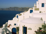 Buy Houses with Blue Doors and Window Frames Overlook the Aegean Sea at AllPosters.com