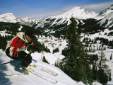 Buy Man Skiing Along a Slope Above a Valley at AllPosters.com