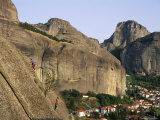 Buy Rock Climbing Near Meteora with the Town of Kastraki Below at AllPosters.com