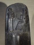 A Relief Sculpture Depicting Babylonian King Hammurabi Standing Before the Deity Shamash