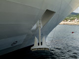 Close View of a Giant Anchor Hanging from the Side of a Cruise Ship
